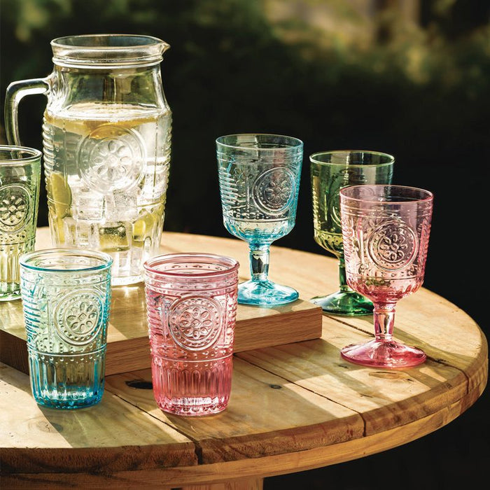 Romantic Pastel Green Bicchiere Acqua 34 in Set 4 Pz in Vetro Decorato