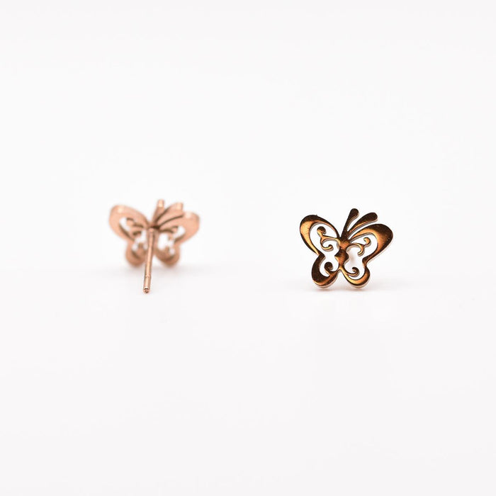 Rose Gold Butterfly Stud Earrings