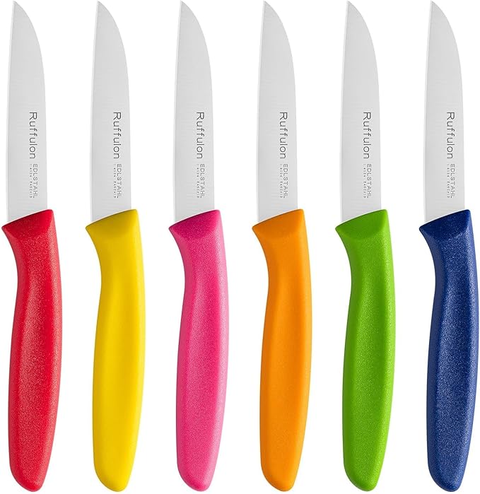 Ruffulon Colorful Paring Knife Set, 6 Piece,Small Fruit Knife,Straight Edge