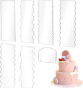 SenseYo 7 Pcs Acrylic Cake Scraper 9.5 Inch Large Icing Cream Frosting Smoother Comb Double Sided Patterned Edge Stripe for Cake Decorating Mousse Butter Baking Projects