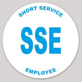 Short Service Employee Hard Hat Sticker _ SSE ( Cyan On White )