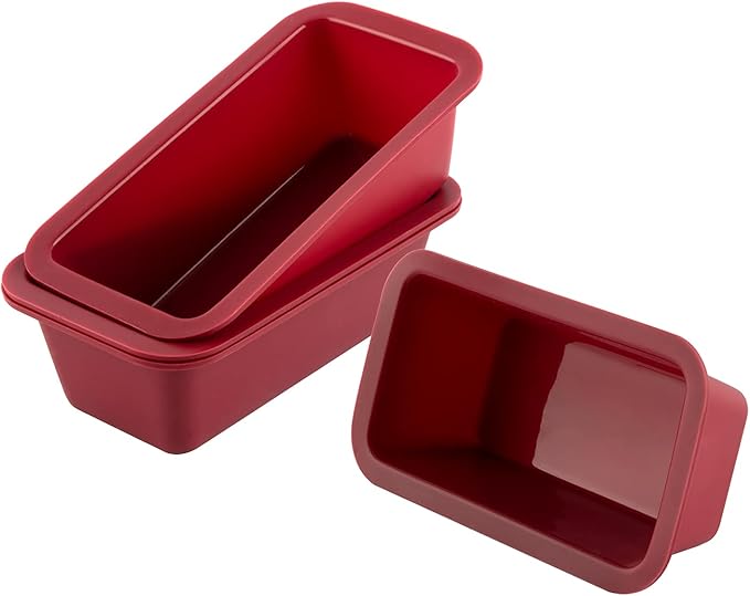 Silicone Mini Bread Loaf Pans, 4 PCS 6.1*3.3*2 Inch Rectangle Silicone Mold