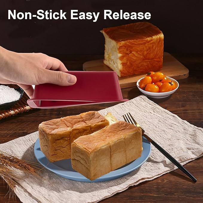 Silicone Mini Bread Loaf Pans, 4 PCS 6.1*3.3*2 Inch Rectangle Silicone Mold