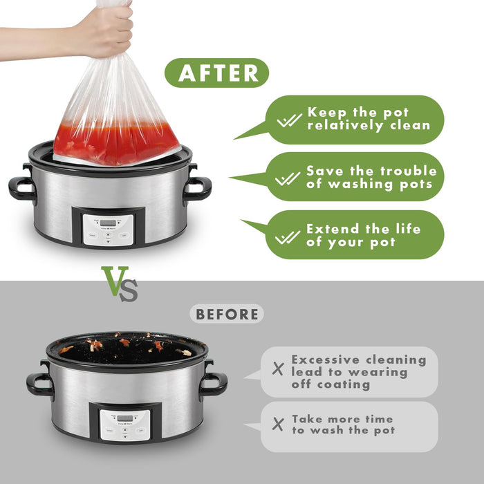 Slow Cooker Liners, 40 Cooking Bags Extra Large Disposable Pot Liner Plastic Bags for 6QT to 10QT Slow Cooker Cooking Pans, 14“ x 22”, 40 Liners (2pack)