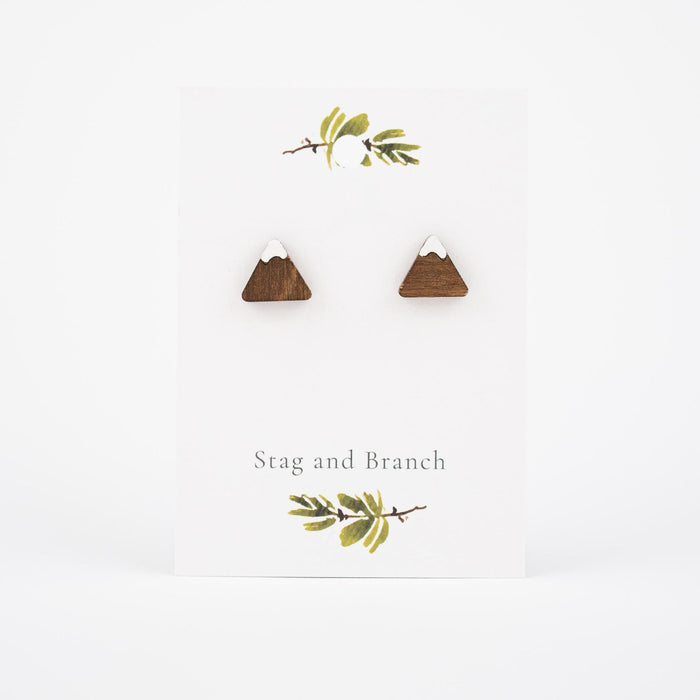 Snow Topped Mountain Wooden Earrings