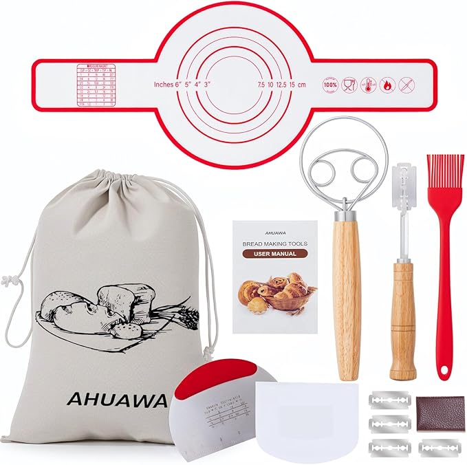 Sourdough Tools with Danish Dough Whisk Complete Set, for Sourdough Bread
