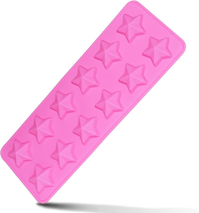 Star Silicone Mold,12 Cavity Star Chocolate Mold,Pink