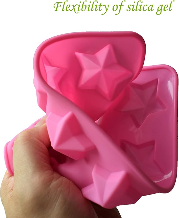Star Silicone Mold,12 Cavity Star Chocolate Mold,Pink