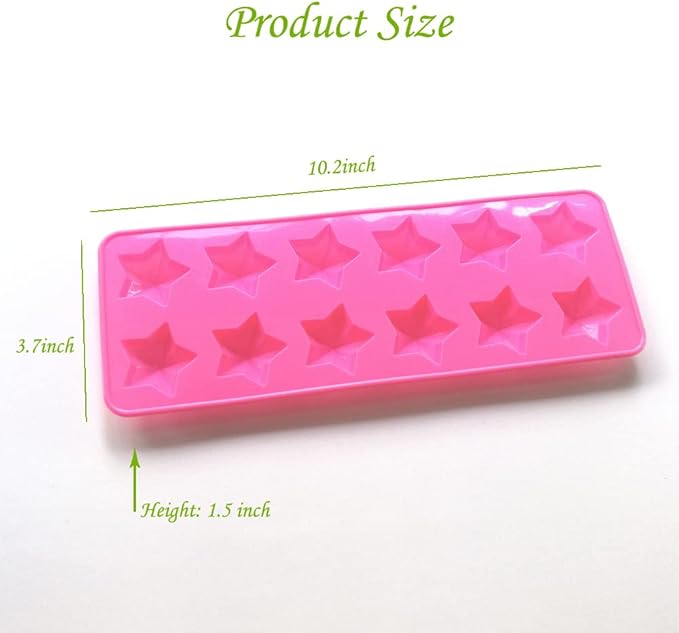 Star Silicone Mold,12 Cavity Star Chocolate Mold,Pink
