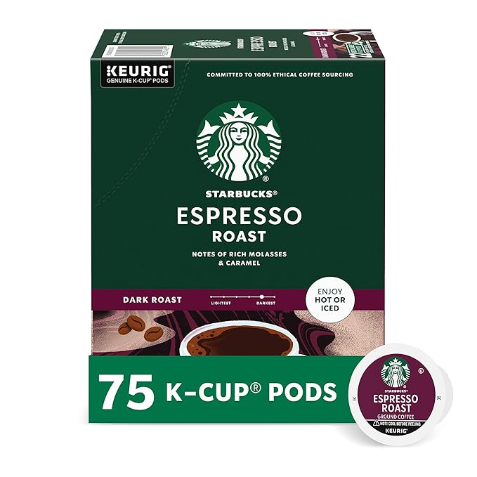 Starbucks K-Cup Coffee Pods, Espresso Roast, 75 Count