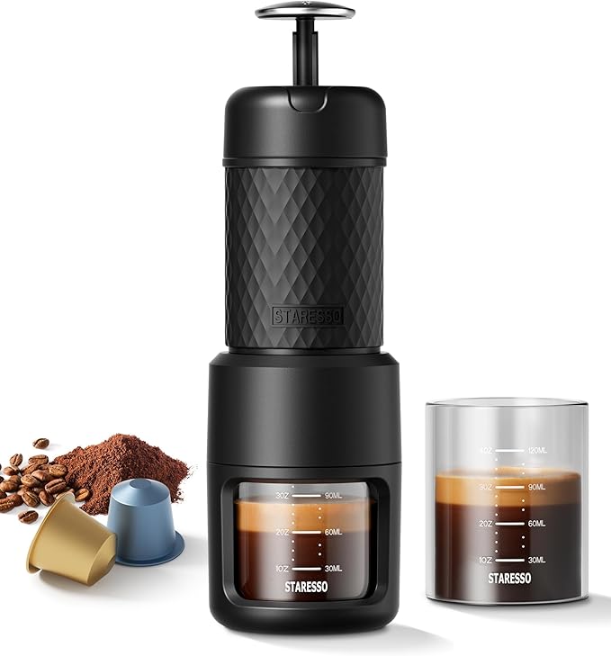 STARESSO Classic Manual Espresso Maker, 2 IN 1 Travel Coffee Machine
