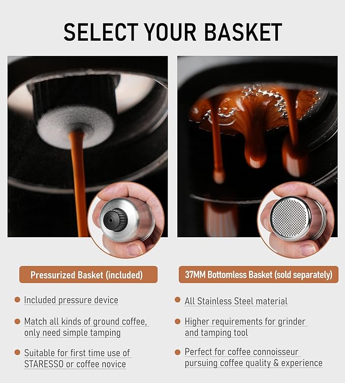 STARESSO Classic Manual Espresso Maker, 2 IN 1 Travel Coffee Machine