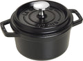STAUB Cast Iron Dutch Oven 0.75-qt Round Cocotte, Made in France, Serves 1, Matte Black
