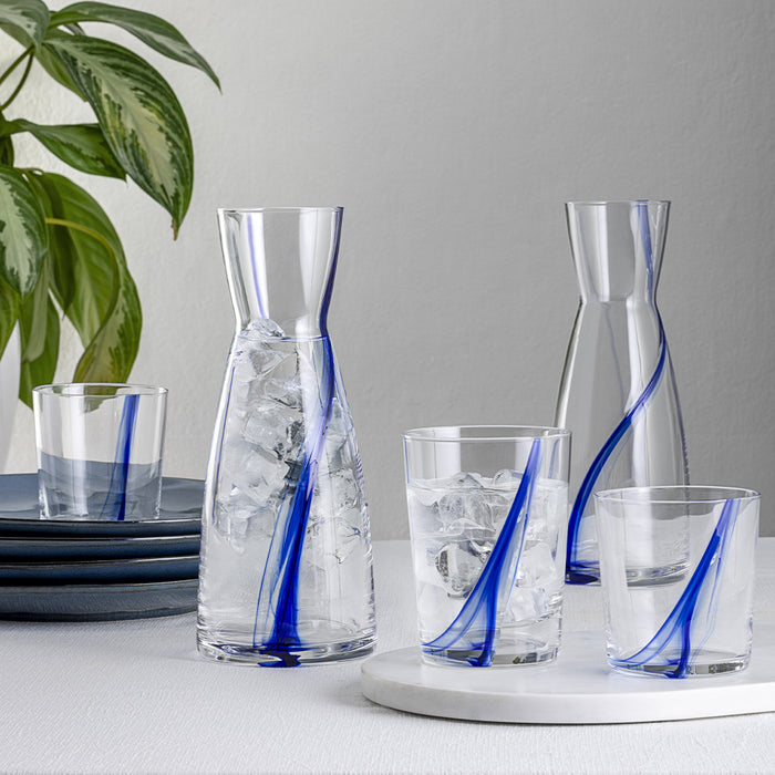 Stria Blu Bicchiere Acqua 35.5 cl In Vetro Set da 12 Pezzi