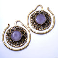 Summit Hoops in Brass with Amethyst from Oracle