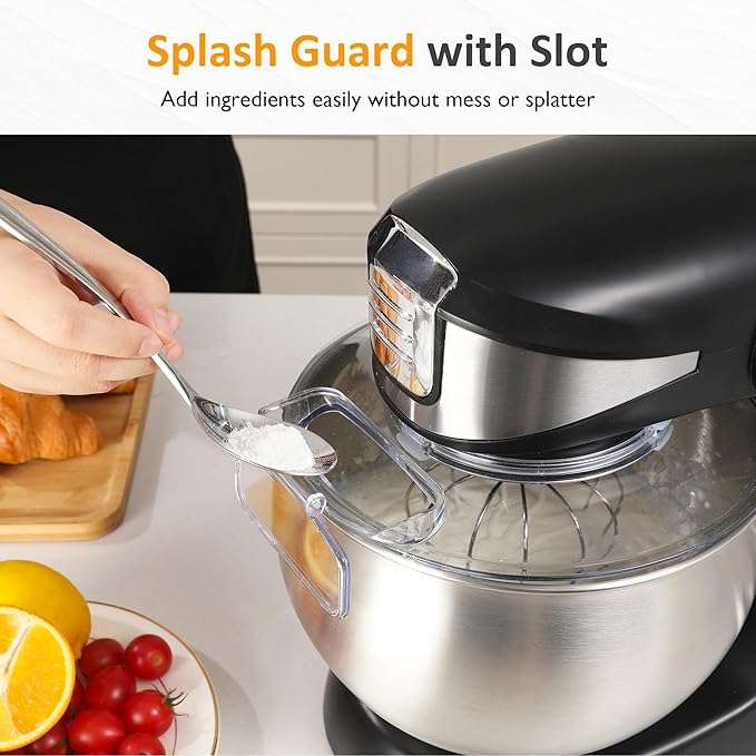 Sunvivi 6-in-1 Multifunctional Stand Mixer, 6.5QT Tilt-Head Dough Mixer, Electric Stand Mixer with Stainless Steel Bowl for Cake, Bread, and Dough, with Meat Grinder, Juice Blender & Pasta Maker