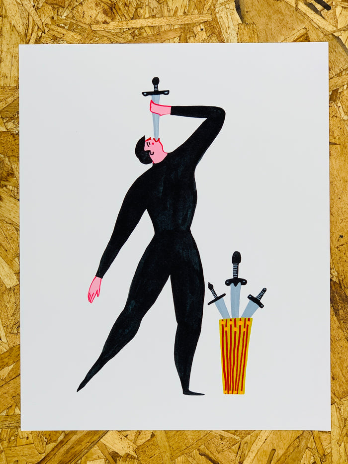 “Sword Swallower” 8x10in Art Print by Liz Long