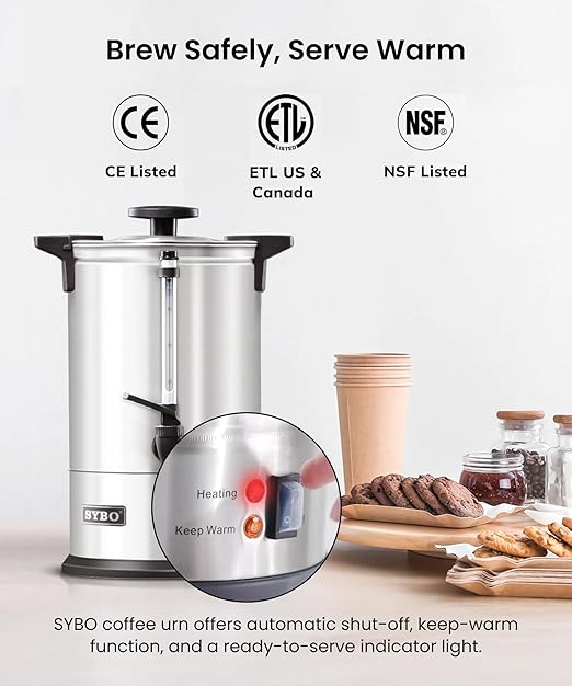 SYBO 120 Cup Commercial Coffee Urn, 18 L Large Coffee Maker