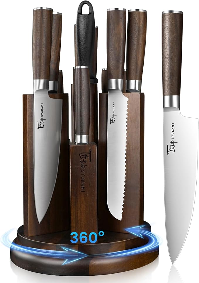 SYOKAMI 14-Piece Kitchen Knife Set with Magnetic Block, New for 2026