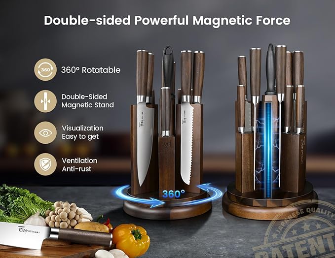 SYOKAMI 14-Piece Kitchen Knife Set with Magnetic Block, New for 2026