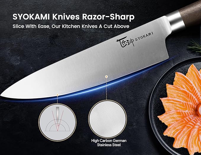 SYOKAMI 14-Piece Kitchen Knife Set with Magnetic Block, New for 2026