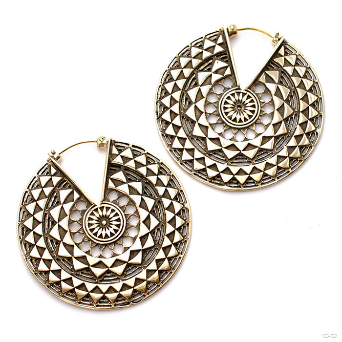 Temple of the Sun Earrings from Maya Jewelry in Brass