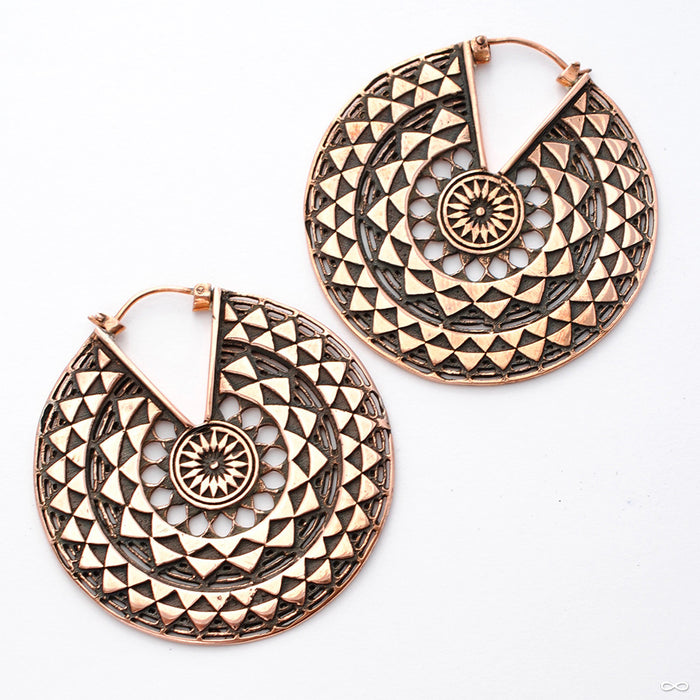 Temple of the Sun Earrings from Maya Jewelry in Copper