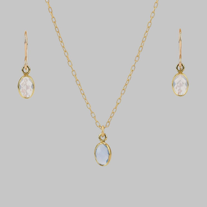 Tiny Oval Opalite Crystal Gold Necklace