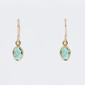 Tiny Oval Seafoam Crystal Gold Earrings