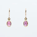 Tiny Oval Strawberry Crystal Gold Earrings