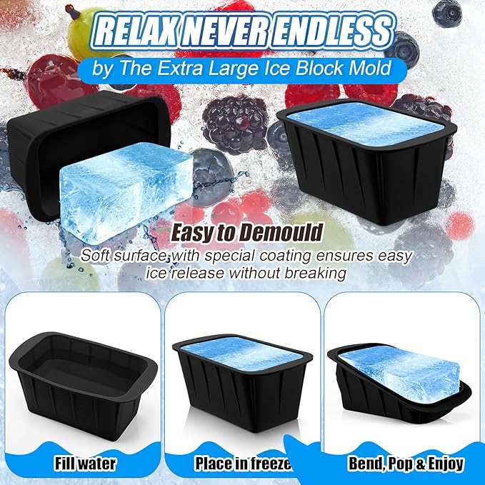 Tioncy 8 Pcs Extra Large Ice Block Molds, 8 lb Silicone for Ice Baths