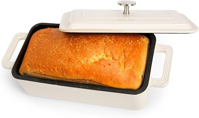 TOMO Cast Iron Bread Oven, 10" x 5" Full Size Loaf - Dutch Oven Bread Cloche with Steam Circulating Lid for Perfect Sourdough