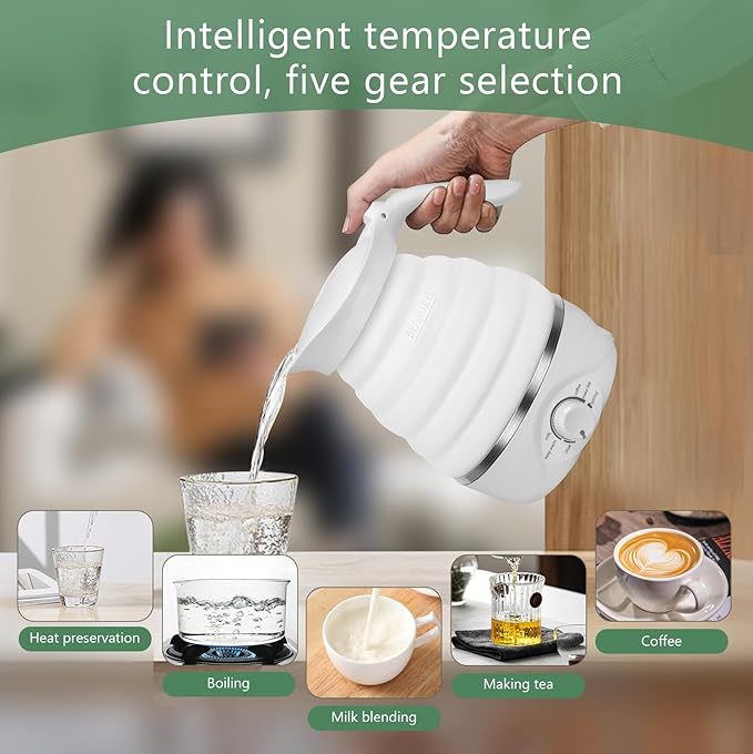 Travel Foldable Electric Kettle - 110V 700ml Collapsible Kettle White