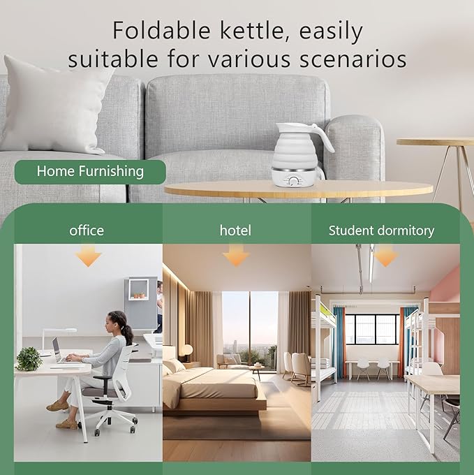 Travel Foldable Electric Kettle - 110V 700ml Collapsible Kettle White