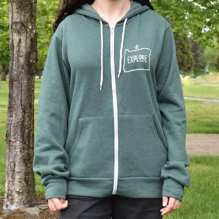 Travel Tee Explore Oregon Map Full-Zip Hoodie Sweatshirt