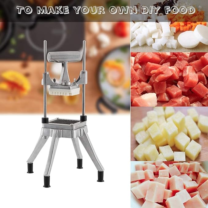 TUNTROL Commercial Vegetable Dicer, 1/2" +1/4" +3/8" Stainless Steel Blade, Quick Chopper Machine Easy for Onion Tomato Pepper Potato