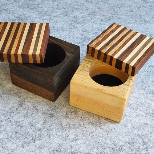Twist Top Wooden Box with Stripes displayed as a small handcrafted keepsake box for jewelry and trinkets