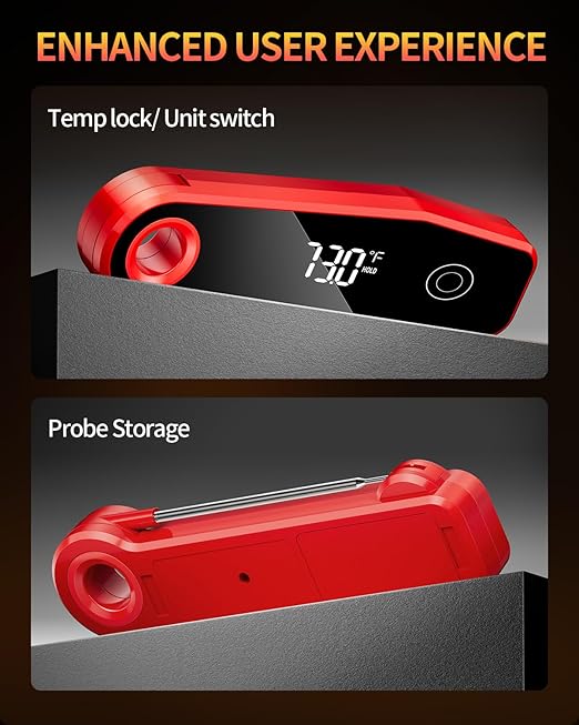 Upgrade Meat Thermometer Digital for Cooking, ±0.5 ℉ Accuracy Kitchen Thermometer, Large LED Display, IP67 Waterproof for Grill, BBQ, Oven, Brewing, Baking