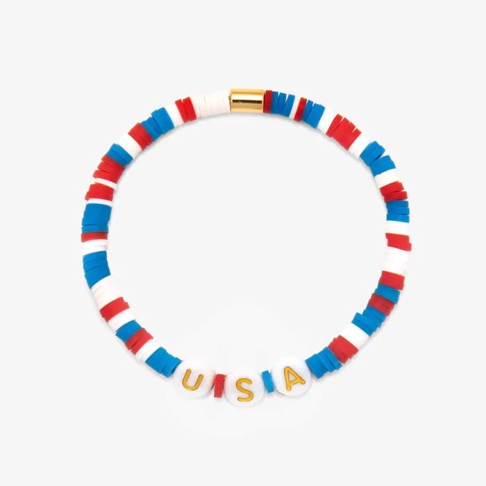 USA Vinyl Disc Stretch Bracelet-gold