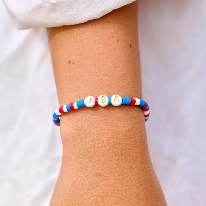 USA Vinyl Disc Stretch Bracelet-gold
