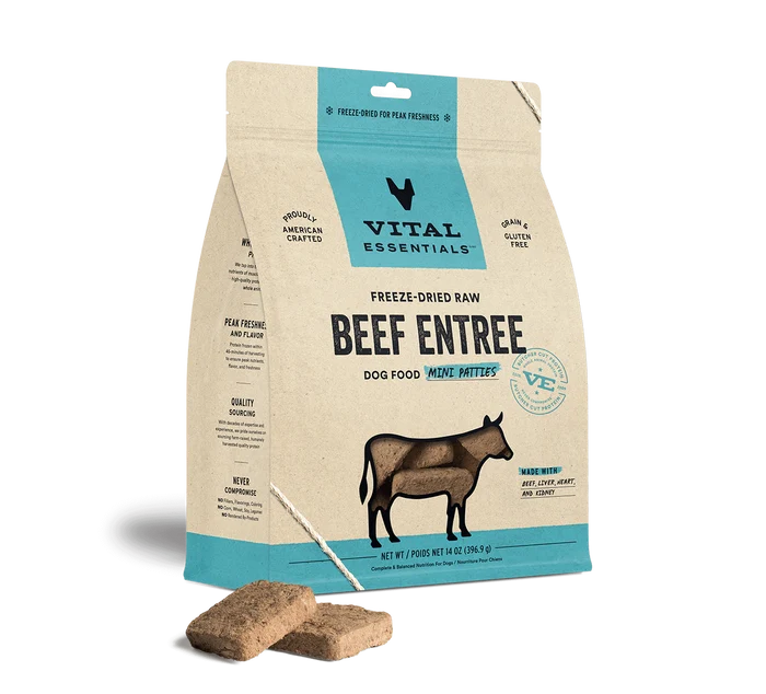 Vital Essentials Dog Freeze Dried Food Beef Mini Patties