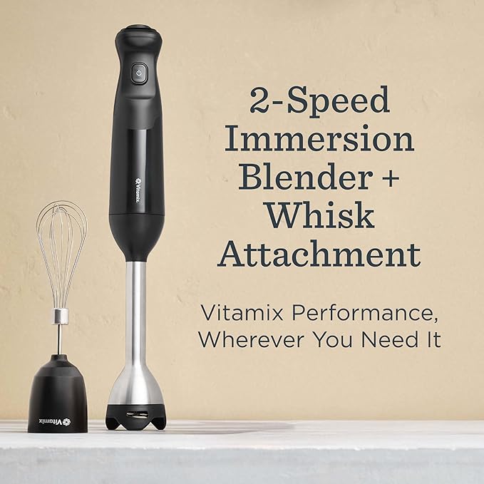 Vitamix 2-Speed Immersion Blender + Whisk Attachment, 350-Watt Motor, Black
