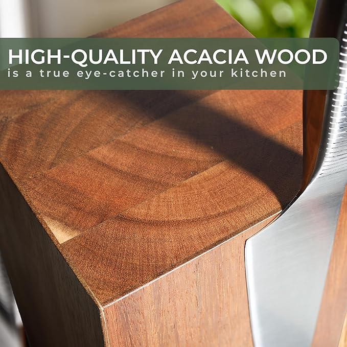 WALDWERK Magnetic Knife Holder Made of Acacia Wood - 360 degree rotatable Knife Block Without Knives - Knife Block - Knife Holder - Magnetic Knife Block - Knife Storage - Knife Magnet Organizer