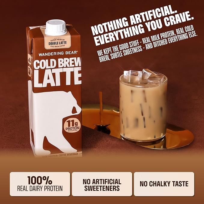 Wandering Bear Double Latte Organic Cold Brew Coffee - 32 fl oz, 3 Pack