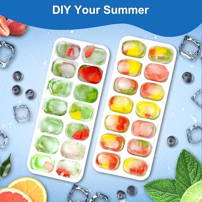 Weftnom Ice Cube Trays with Lids for Freezer, 4 Pack Silicone Set, 56 Cubes