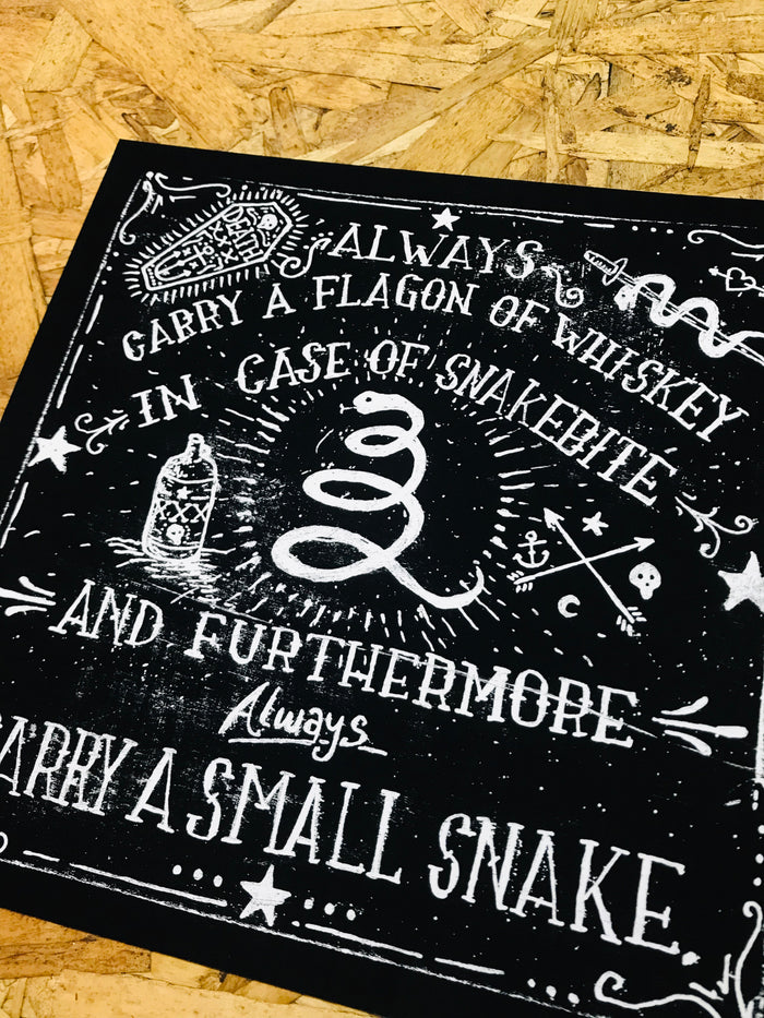 Whiskey And Snakes 8x8in Giclee Print