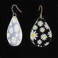 White Daisy Teardrop Acrylic Earrings