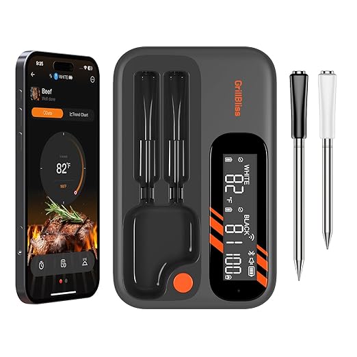 Wireless Meat Thermometer - 5G Wi-Fi and 5.4 Bluetooth Meat Thermometer Digital Wireless for Grilling and Smoking with IP67 Dual Probes and Backlight LCD Display for BBQ, Smoker, Oven, Grill