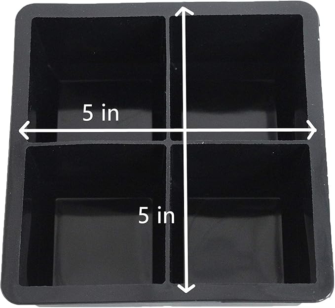 witice Large Ice Cube Trays Silicone (2.5-Inches) - Whiskey Ice Cube Mold, With Easy Release Ice Cubes for Whiskey and For Cocktail,Food Grade (Black 2 Tray)