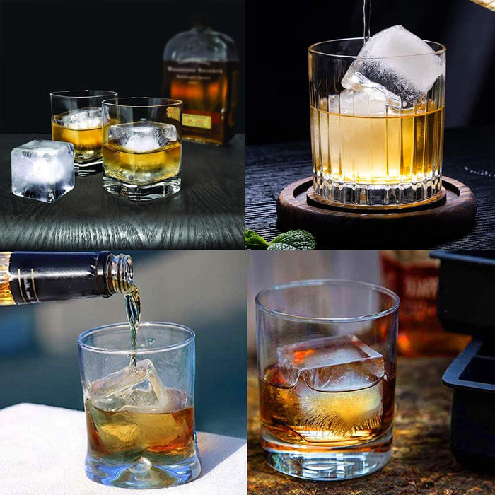 witice Large Ice Cube Trays Silicone (2.5-Inches) - Whiskey Ice Cube Mold, With Easy Release Ice Cubes for Whiskey and For Cocktail,Food Grade (Black 2 Tray)
